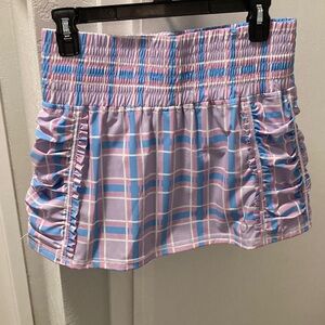 Bubble Lilac Plaid Shirred Waist Active Tennis/Golf Skort size L
